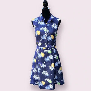 Creatures of the Wind Retro Midi Dress Size 6 Blue Floral 60s Housewife Mad Men